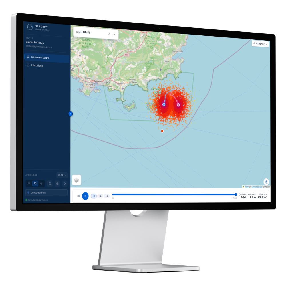 SAR DRIFT maritime drift simulation interface